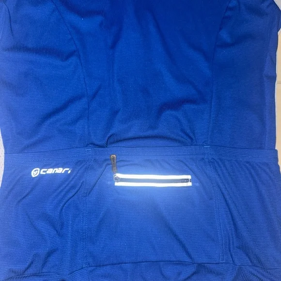 Canari  Mens Large  3/4 Zip Cycling Jersey Blue White Short Sleeve - Picture 4 of 5